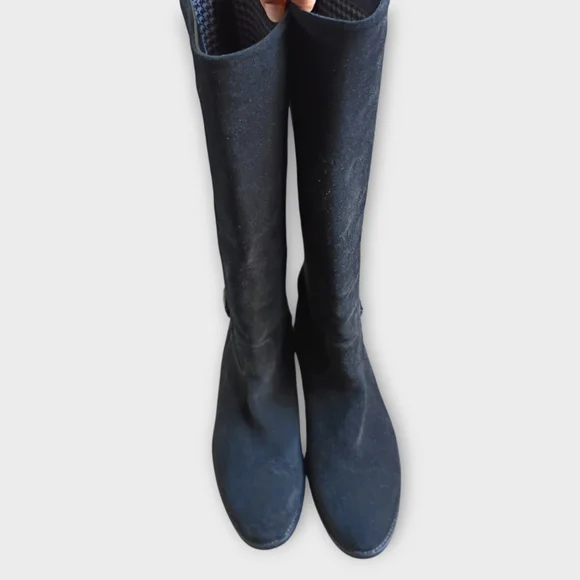 Aquatalia Black Suede Heeled Boots Women's Size 11 - Picture 2 of 10